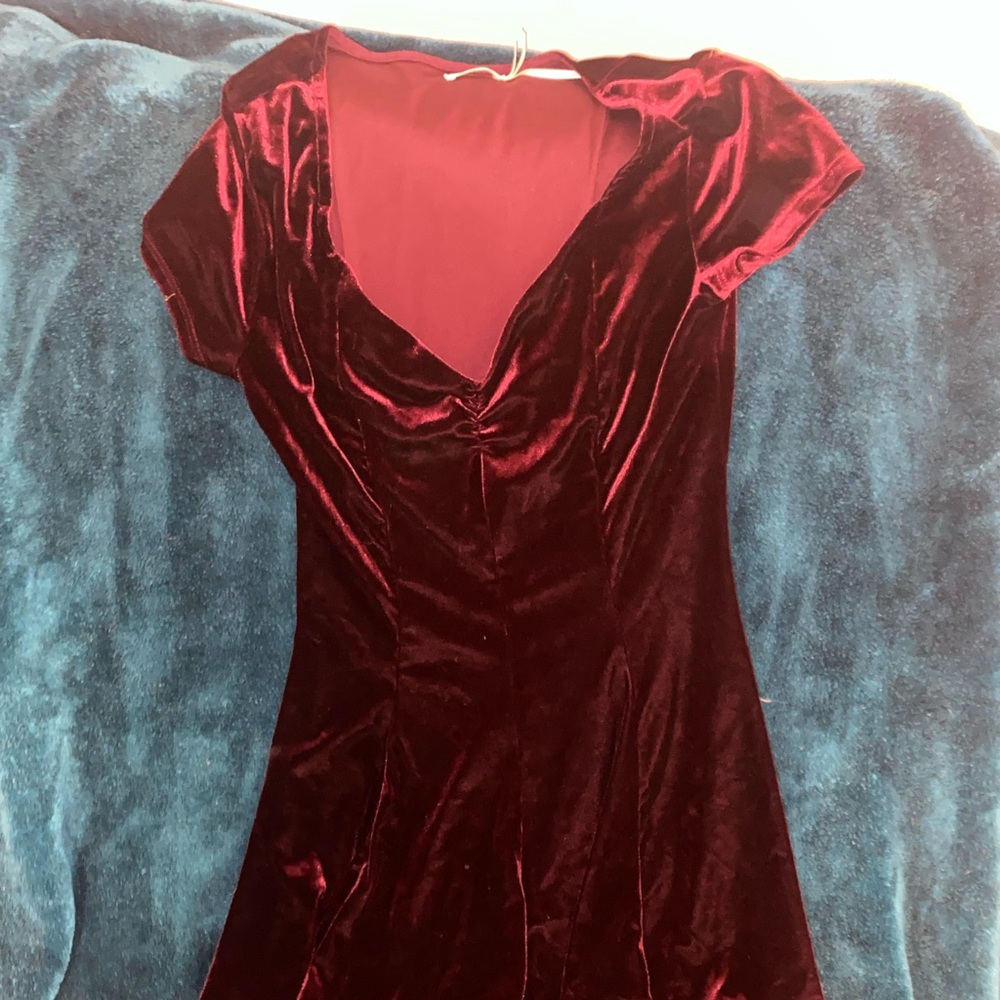 Urban Outfitters Burgundy Velvet Dress Size S